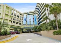Exterior view of the Coral Beach Resort entrance at 1105 South Ocean Blvd. # 806, Myrtle Beach, SC 29577