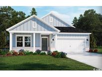 Charming single-story home with light blue siding, a two-car garage, and well-maintained landscaping at 1559 Regal Fern Way, Longs, SC 29568