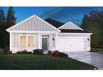 Charming single-story home featuring a two-car garage, gray siding, and a well-manicured lawn at 1562 Regal Fern Way, Longs, SC 29568