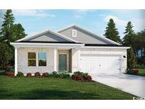Charming single-story home featuring a brick facade, well-manicured lawn, and a two-car garage, blending comfort with curb appeal at 1566 Regal Fern Way, Longs, SC 29568