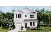 Charming two-story home with white siding, black shutters, and a well-manicured front lawn at 432 Falling Leaf Loop, Myrtle Beach, SC 29588