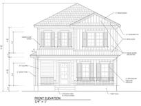 Blueprint of a two-story home with Hardie plank siding, a metal roof, and a welcoming front porch with columns at 792 Crystal Water Way, Myrtle Beach, SC 29579