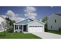 Charming single-story home with a two car garage, black door, and manicured lawn at 1013 Hainer Place Dr, Conway, SC 29526