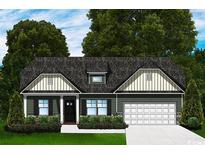 Charming one-story home with a dark gray roof, light stone accents, and a well-manicured lawn at 1037 Jase Dr., Longs, SC 29568