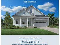 Charming one-story home with light blue siding, white trim, a cozy front porch, and a well-manicured lawn at 2037 Comradery Way, Murrells Inlet, SC 29576