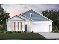 Charming single Gathering home featuring a two-car garage, manicured lawn, and eye-catching color scheme at 4005 Braid Ct., Myrtle Beach, SC 29588