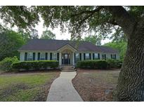 Charming single-story home with a landscaped front yard, brick walkway, and large shade tree at 669 George Washington Trail, Georgetown, SC 29440