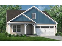 Charming single-Gathering home with a two-car garage, blue trim, and a well-manicured lawn at 2224 Flatleaf Ct, Longs, SC 29568