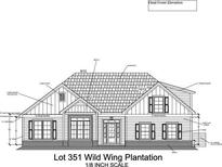 Detailed front elevation of a charming, single-Gathering home design with multiple windows and covered entryway at 2236 Woodstork Dr., Conway, SC 29526