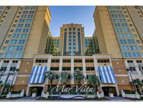 Mar Vista Grande building exterior showing well-maintained landscaping and architectural details at 603 S Ocean Blvd. # 1205, North Myrtle Beach, SC 29582
