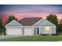 Charming single-story home with a three-car garage, lush lawn, and craftsman-style details at 519 Oak Landing Dr., Myrtle Beach, SC 29588