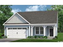 Charming single-story home featuring a white garage door, covered entryway, and manicured lawn at 2220 Flatleaf Ct, Longs, SC 29568
