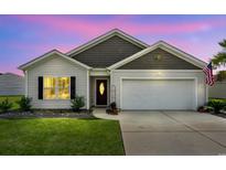 Charming single-story home with attached two-car garage, well-manicured lawn, and tasteful landscaping at 568 Mossbank Loop, Longs, SC 29568