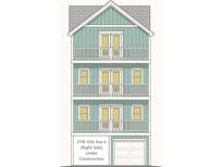 Three-story home featuring a light blue exterior, white trim, and a series of private balconies at 211B 15Th Ave. S, Surfside Beach, SC 29575