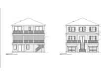 New home elevation featuring a symmetrical design and multi-level porches for outdoor living and curb appeal at 113 Palmetto Harbour Dr., North Myrtle Beach, SC 29582