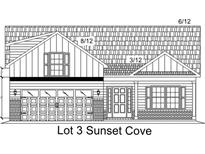 Rendering of a charming home featuring a two-car garage, stylish front door, and inviting window design on Lot 3 Sunset Cove at 78 Henderson Way, Pawleys Island, SC 29585