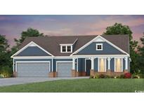 Charming single-Gathering home with attached two-car garage, covered porch with pillars, and manicured front lawn at 416 Nautical Way, Myrtle Beach, SC 29588