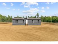 Charming single-story home with gray siding and a welcoming front entrance, surrounded by an expansive yard at 1301 Rabbit Ln., Conway, SC 29526
