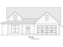 Front elevation of a one-story home with a two-car garage and classic detailing at Lot 1-A Fairlane Rd., Loris, SC 29569