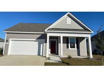 Charming home with gray siding, a red door, and an attached garage at 133 Dagger Ct., Myrtle Beach, SC 29588