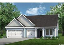 Charming single-Gathering home showcasing a 2-car garage and beautiful light-blue horizontal siding at 1234 Halter Pl., Calabash, NC 28467