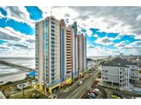 Beautiful high-rise resort with balconies overlooks a stunning ocean view and nearby pier at 3500 N Ocean Blvd. # 701 702, North Myrtle Beach, SC 29582