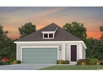 Detached garage with carriage door nestled among trees in a well-maintained community at 1217 Lady Bird Way, North Myrtle Beach, SC 29582