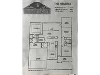 Floor plan of The Hendrix model, featuring a main bedroom, bath, kitchen, living area, and garage at Tbd 222 Persimmon Rd., Aynor, SC 29511