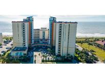 Stunning exterior shot of Dunes Village Resort with ocean views and lush landscaping in Myrtle Beach, South Carolina at 5200 N Ocean Blvd. # 857, Myrtle Beach, SC 29577