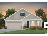 Charming single-story home featuring a welcoming front porch, two-car garage, and well-manicured lawn at 1009 Lady Bird Way, North Myrtle Beach, SC 29582