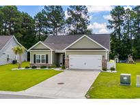 Charming one-story home with manicured lawn, two-car garage, and tasteful landscaping at 216 Palm Terrace Loop, Conway, SC 29526