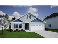 Charming single Gathering home with gray siding, white garage door and manicured lawn at 640 Mccorkle Place, Conway, SC 29526