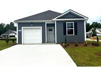 Charming single-story home with gray siding, attached garage, and a well-manicured lawn at 7469 Meadow Walk Loop, Loris, SC 29569