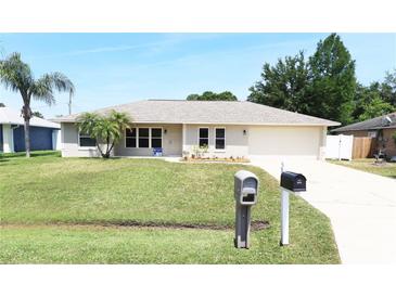 Charming single-story home with a well-manicured lawn and mature landscaping, creating a welcoming curb appeal at 2521 Tamarind Dr, Edgewater, FL 32141