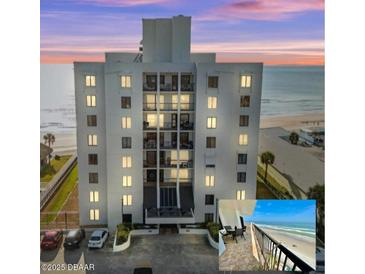 Stunning beachfront condo building with multiple balconies overlooking the ocean and convenient parking at 2615 S Atlantic Ave # 7H, Daytona Beach, FL 32118