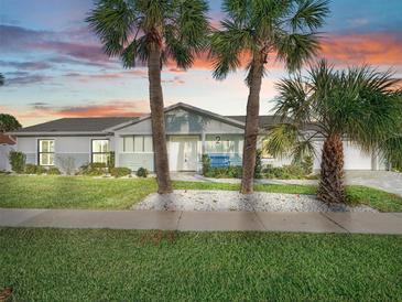 Charming single-story home with palm trees and landscaped lawn at 21 Tipperary Ln, Ormond Beach, FL 32176