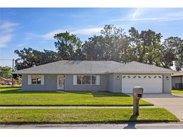 Charming single-story home with a well-manicured lawn, freshly painted exterior, and attached two-car garage at 807 Scrub Oak St, South Daytona, FL 32119