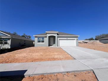 Charming single-story home with a neutral gray exterior, white trim, and a two-car garage at 2878 Supermarine Rd, Tavares, FL 32778