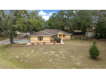 Aerial view of a single-story house with a large yard at 13588 Sw 105Th Pl, Dunnellon, FL 34432