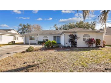 Charming single-story home featuring a well-maintained yard, light-colored exterior, and mature landscaping at 33352 Fountain Ln, Leesburg, FL 34788