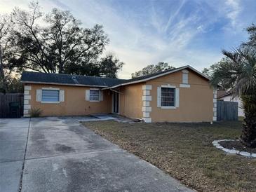 Tan one-story house with a spacious driveway and mature trees at 1906 Nancy Ann Ter, Ocoee, FL 34761