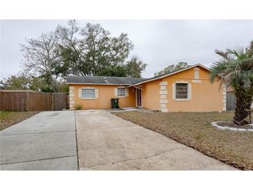 Orange house with a large yard and driveway at 1906 Nancy Ann Ter, Ocoee, FL 34761