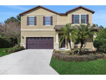 Two-story house with a large driveway and landscaping at 30138 Losino Cv, Mount Dora, FL 32757