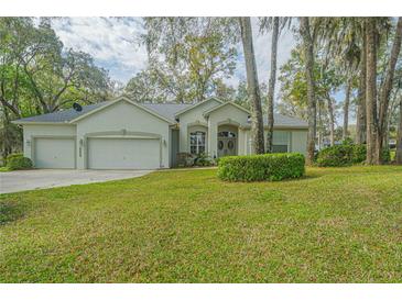 Charming single-story home features a three-car garage and well-manicured lawn at 19666 Sw 88Th Loop, Dunnellon, FL 34432