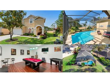 Charming two-story home showcasing a well-manicured lawn and beautiful landscaping at 306 Orista Dr, Davenport, FL 33897