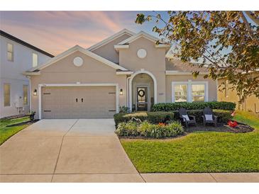 Charming single-Gathering home with a well-manicured lawn and inviting curb appeal in a suburban neighborhood at 724 Barefoot Bay Loop, Groveland, FL 34736