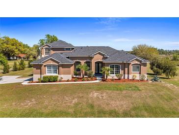 Stunning single-story home with a well-manicured lawn and mature landscaping, creating excellent curb appeal at 21046 County Road 33, Groveland, FL 34736