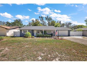 Charming single story home featuring a manicured lawn and an attached two car garage at 3860 Branch Ave, Mount Dora, FL 32757