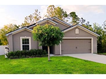 Charming single-Gathering home featuring a well-manicured lawn, complemented by a mature tree in the front yard at 27 Perch Dr, Kissimmee, FL 34759