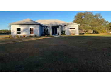 Home exterior showing front facade with double door entrance and well-manicured front lawn at 6619 Ona Ct, Clermont, FL 34714